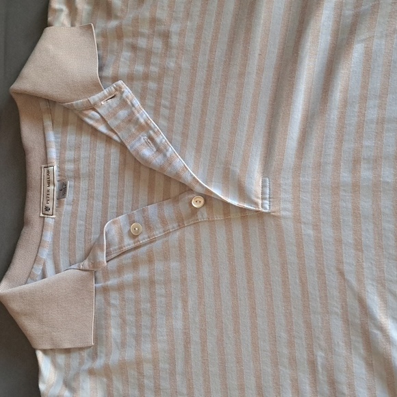 Peter Millar Shirt Large White Striped Cotton Short Sleeve Golf Polo - Picture 2 of 7